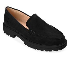 Journee Collection Black Suede Lug Sole Loafer